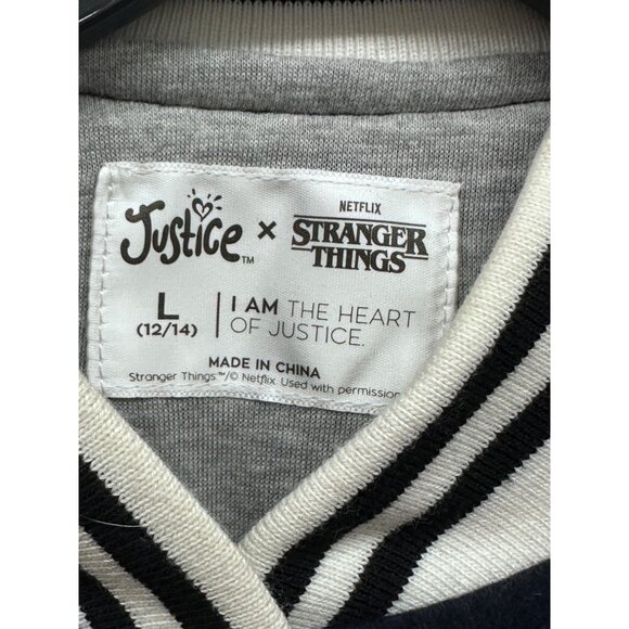 Stranger Things Varsity Jacket Sz L Youth Hawkins High School Justice Netflix - Picture 5 of 6